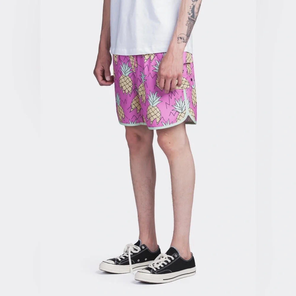 Urban Outfitters X Sovereign Code JOYRIDE SWIM SHORT PINEAPPLE PINK GLOW/ PINK